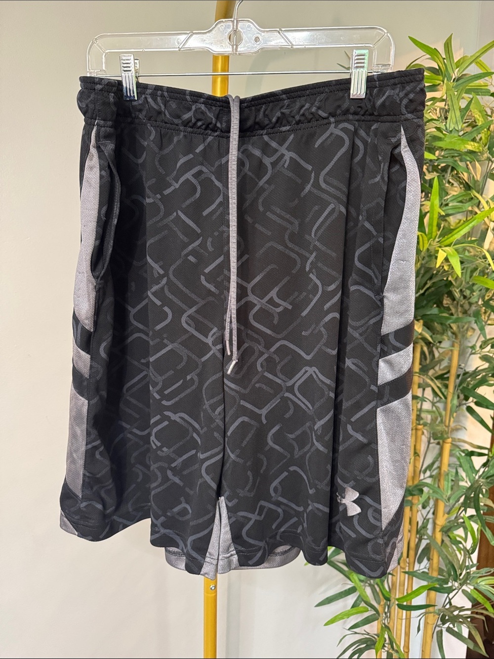 Under Armour Black Athletic Shorts with Gray Side Panels